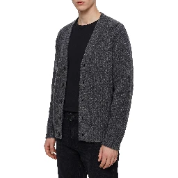 Anthracite wool cardigan over