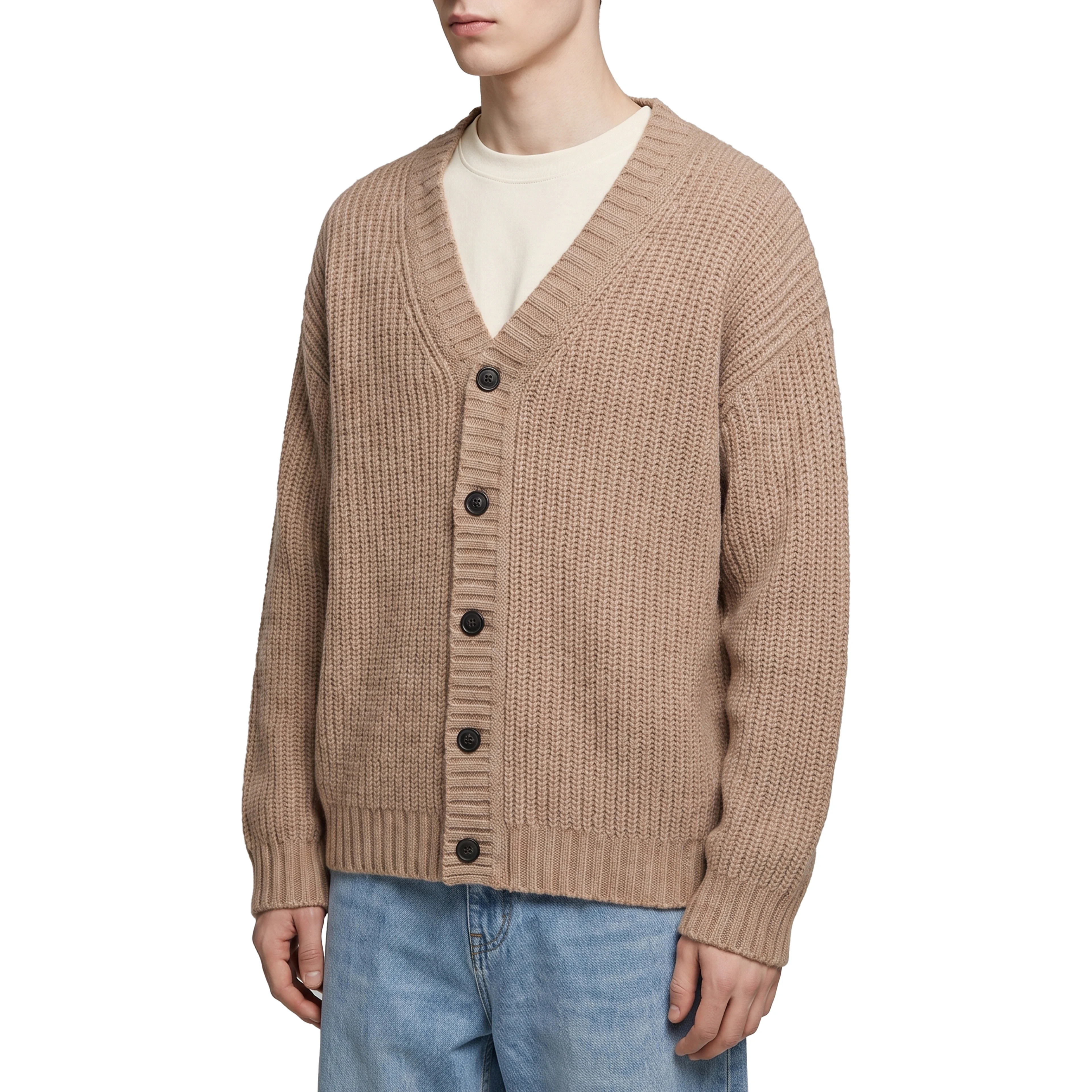 Rope wool cardigan over