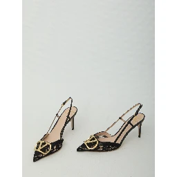 VLogo Signature slingback pumps in lace