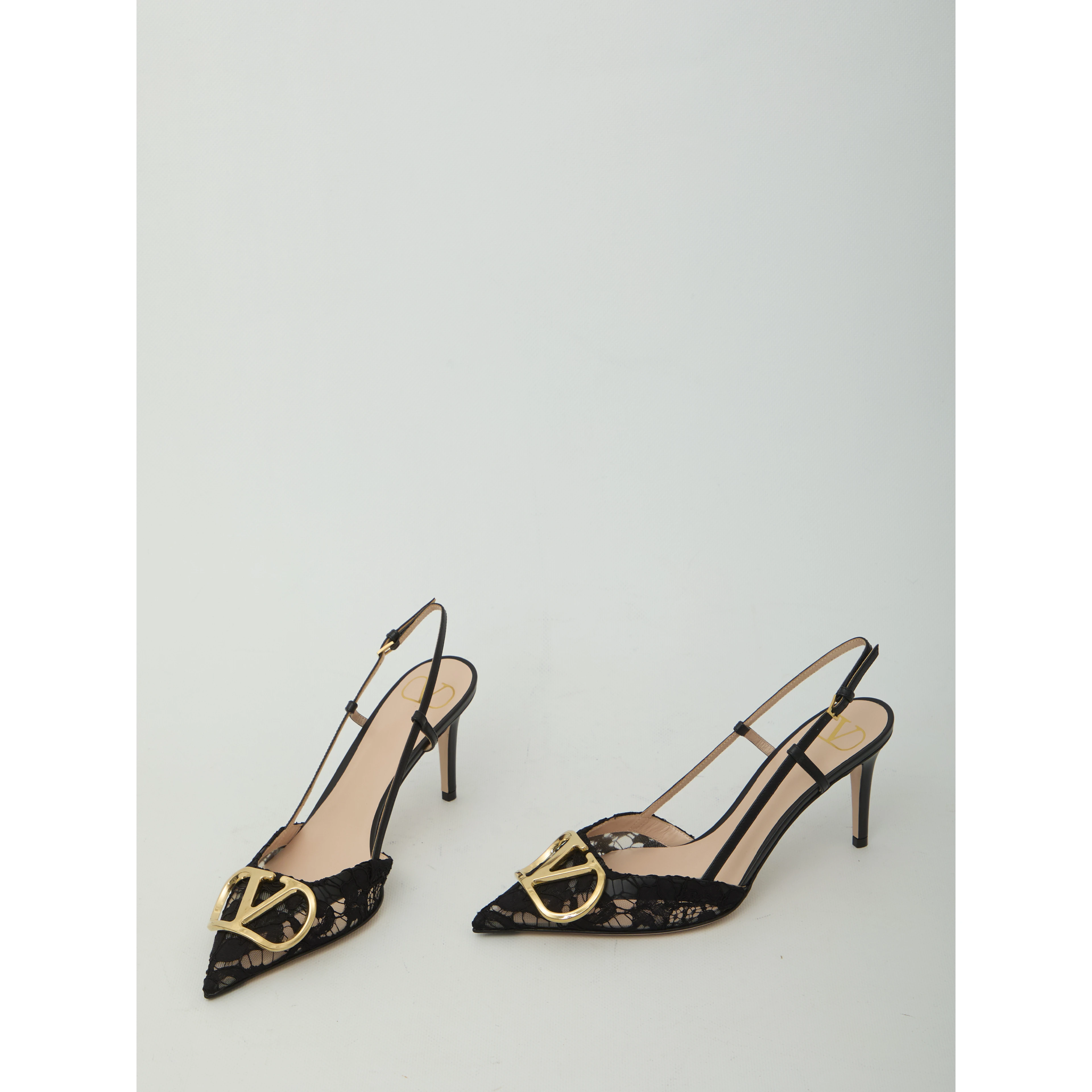 VLogo Signature slingback pumps in lace
