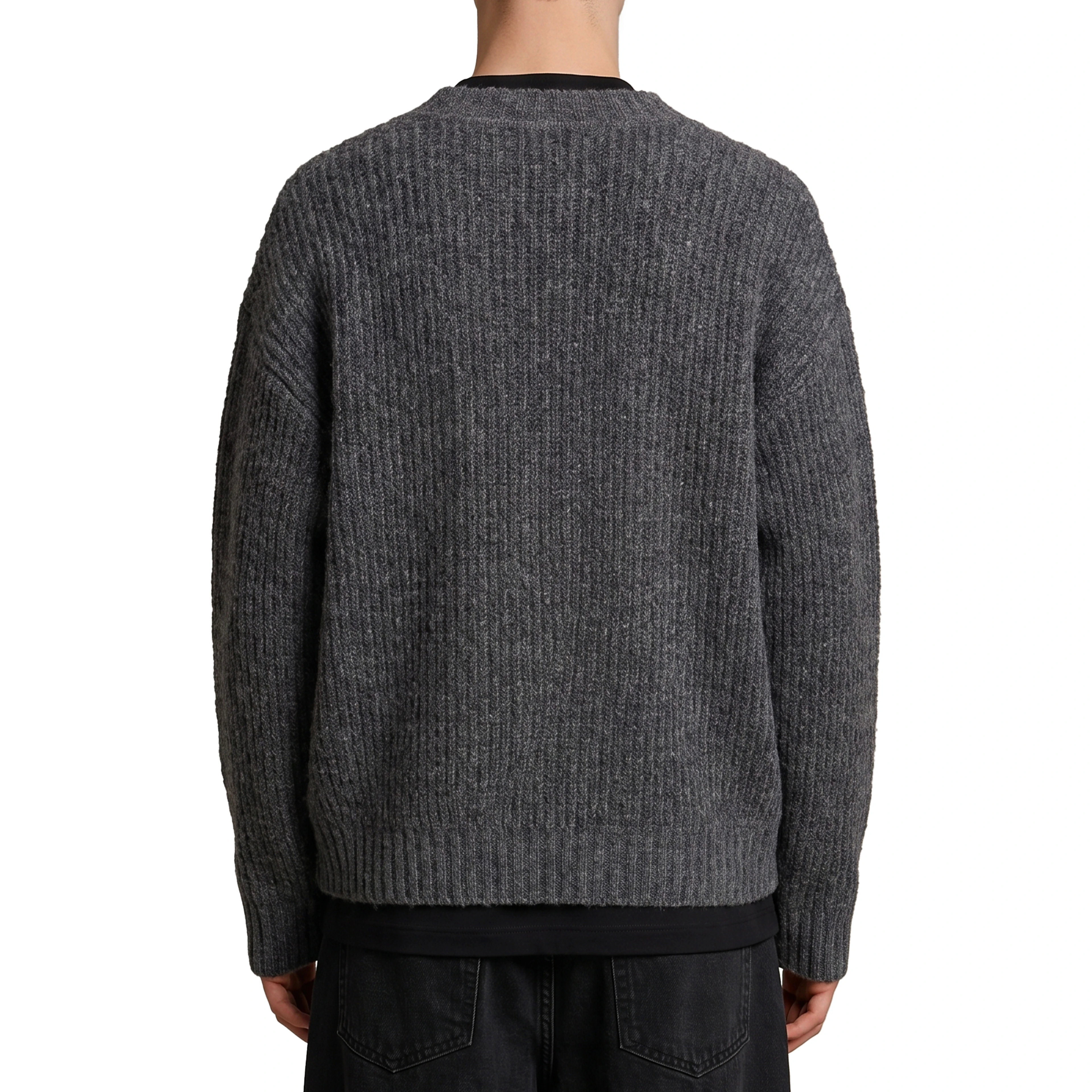 Anthracite wool cardigan over