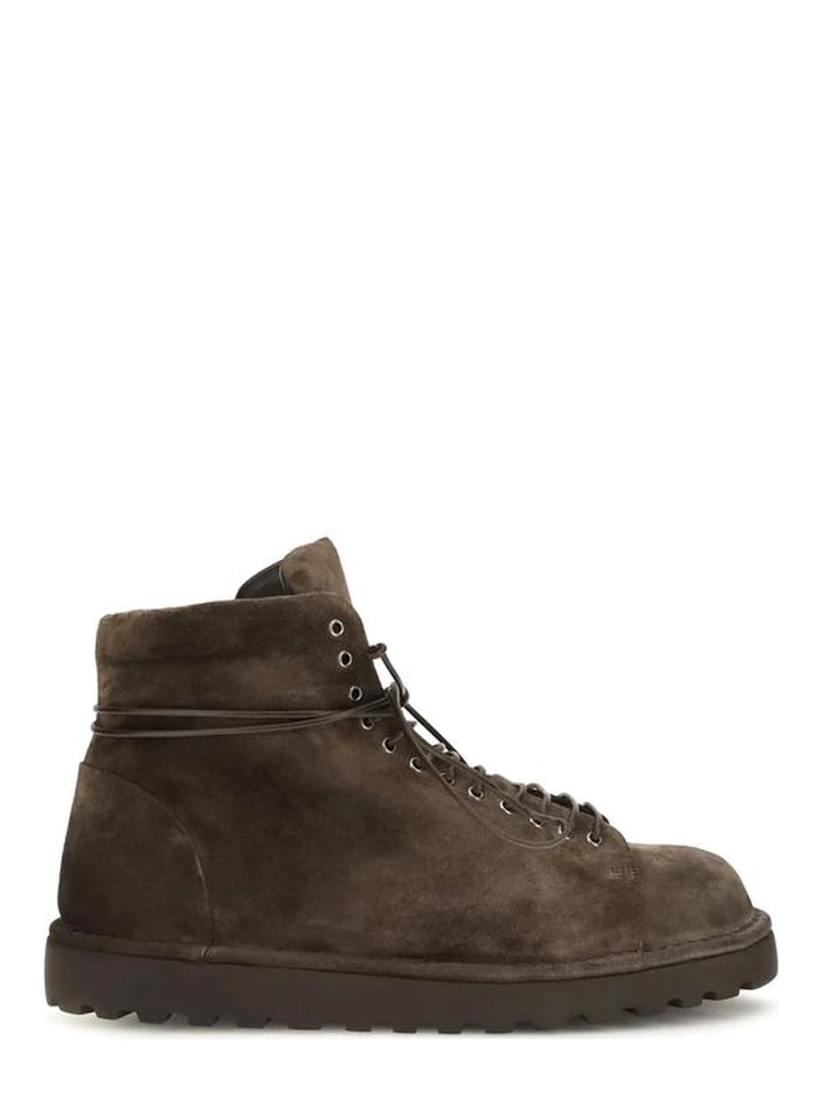 Brown Suede Leather Lace-Up Boots