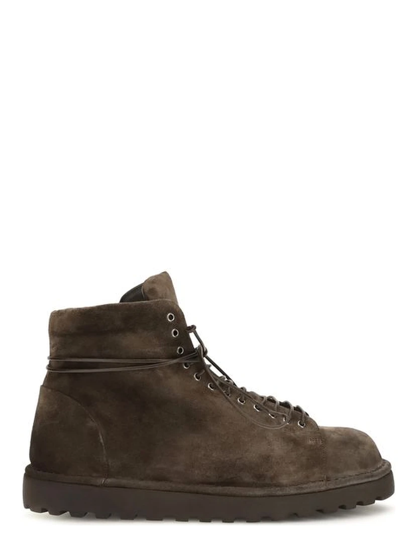 Brown Suede Leather Lace-Up Boots