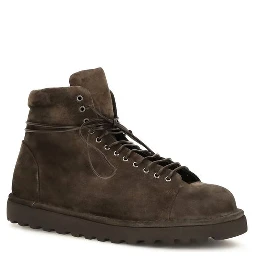 Brown Suede Leather Lace-Up Boots