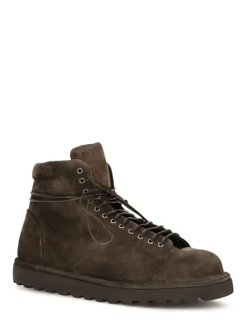 Brown Suede Leather Lace-Up Boots
