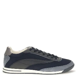 Blue Suede Leather Athletic Sneakers