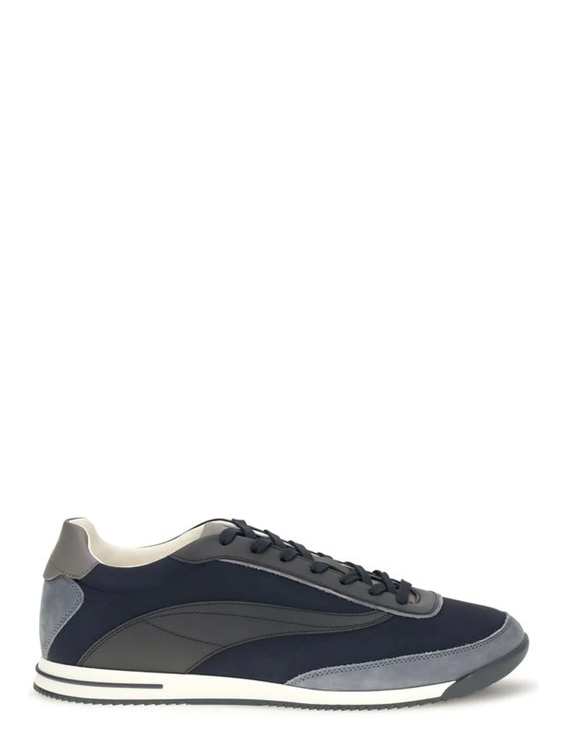 Blue Suede Leather Athletic Sneakers