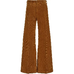 Brown Cotton Flared Pants