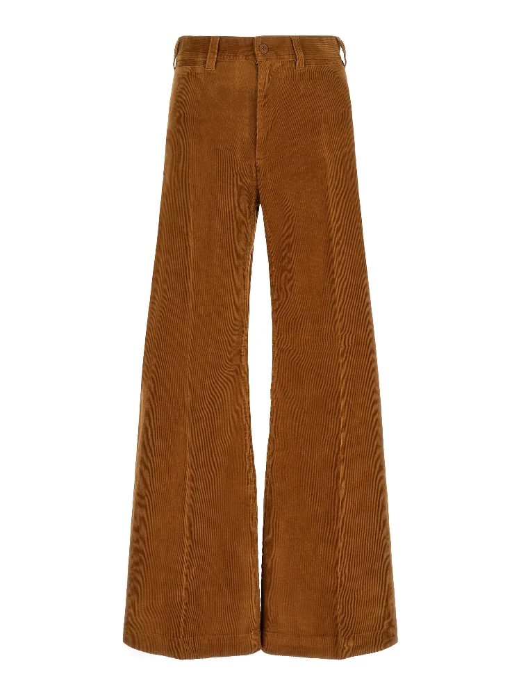 Brown Cotton Flared Pants