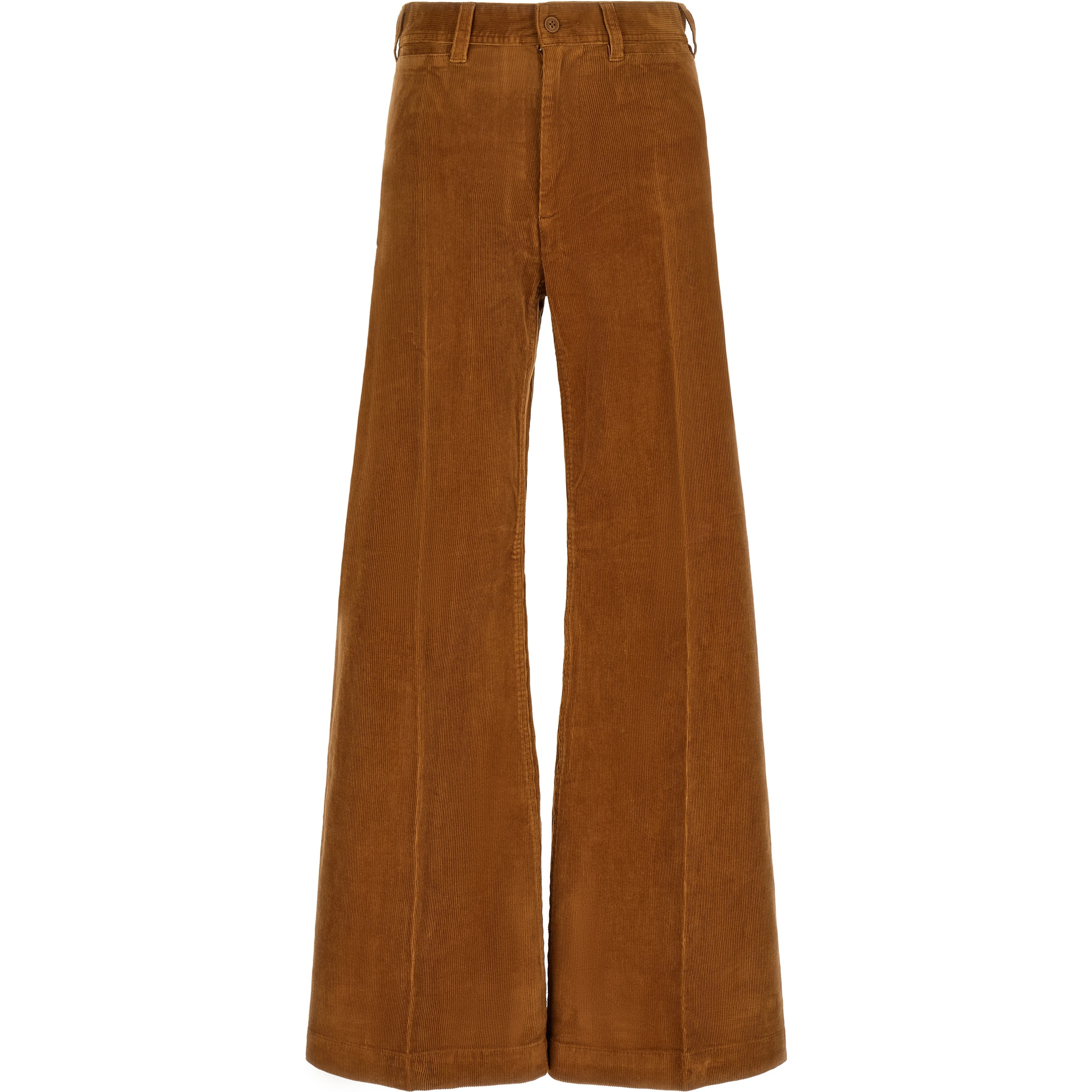 Brown Cotton Flared Pants