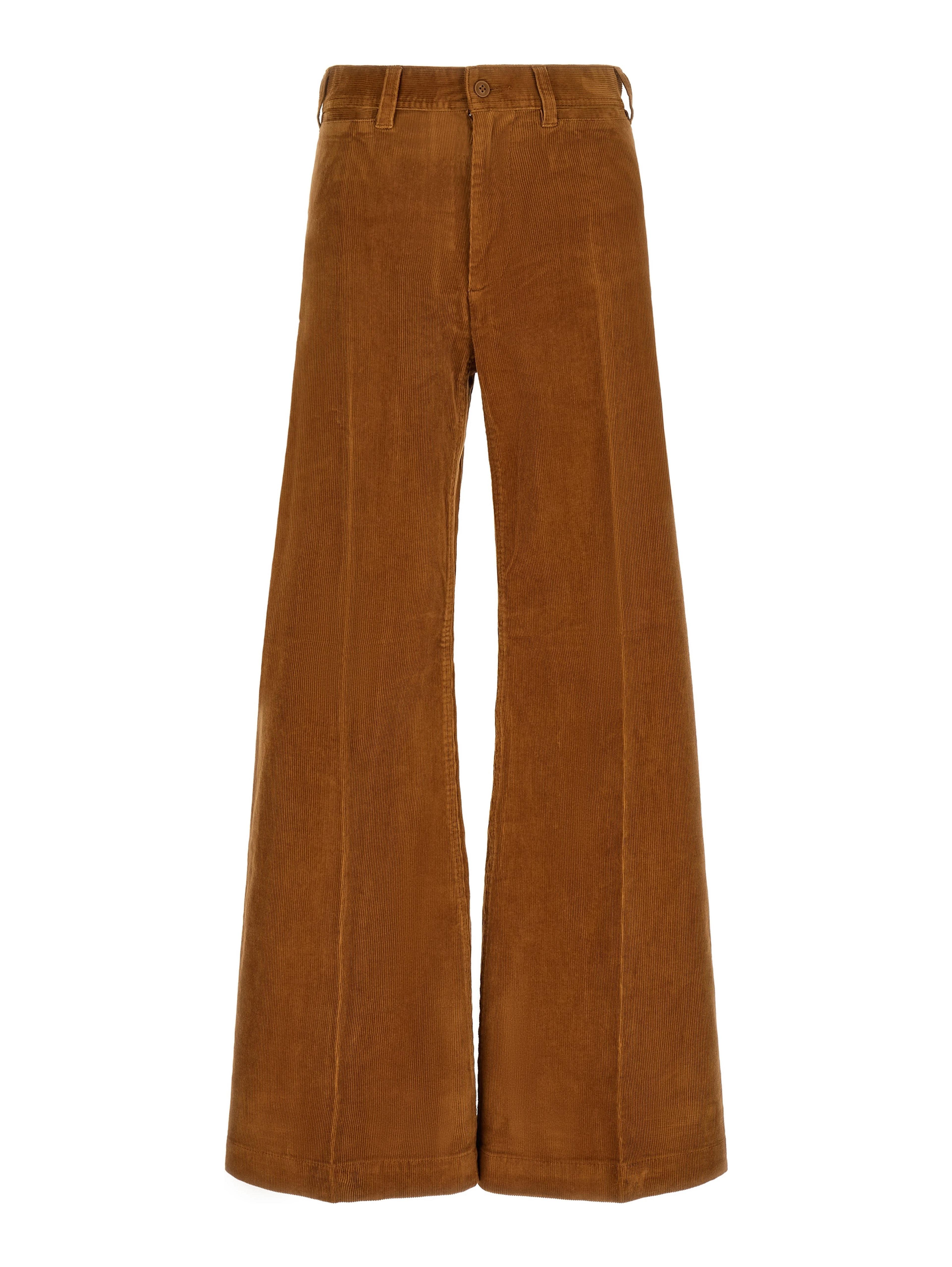 Brown Cotton Flared Pants