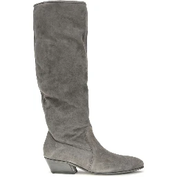 Gray Suede Leather Ankle Boots