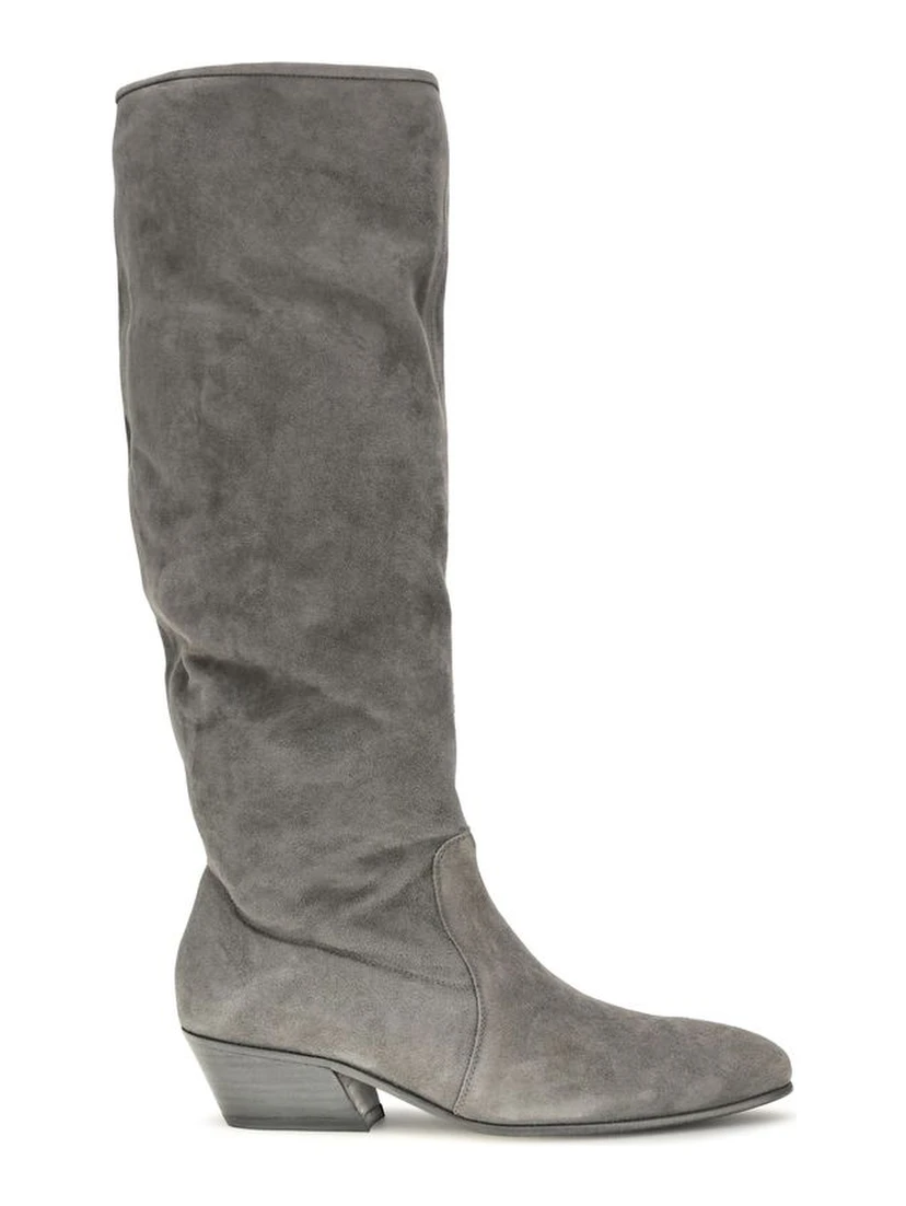 Gray Suede Leather Ankle Boots