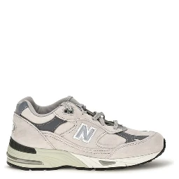 Gray Suede Leather Athletic Sneakers