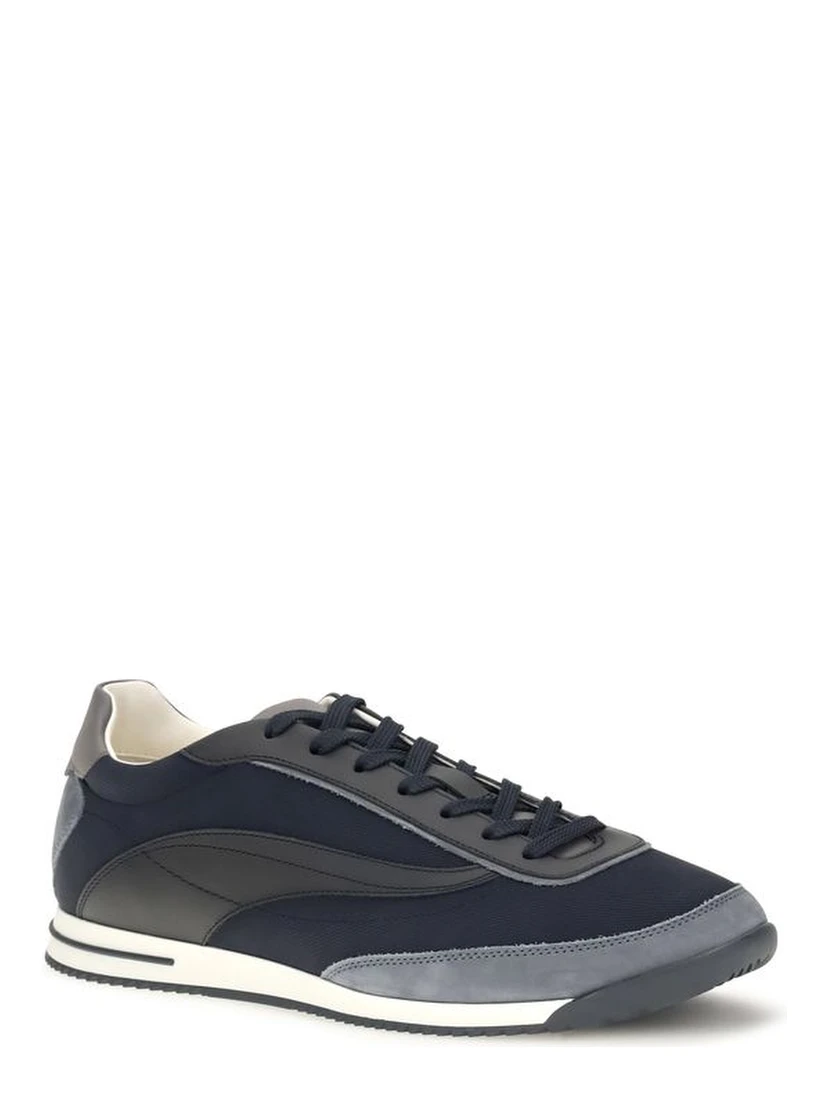Blue Suede Leather Athletic Sneakers