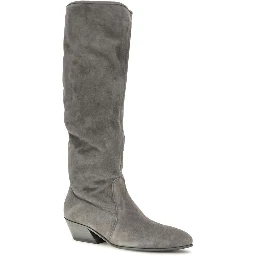 Gray Suede Leather Ankle Boots