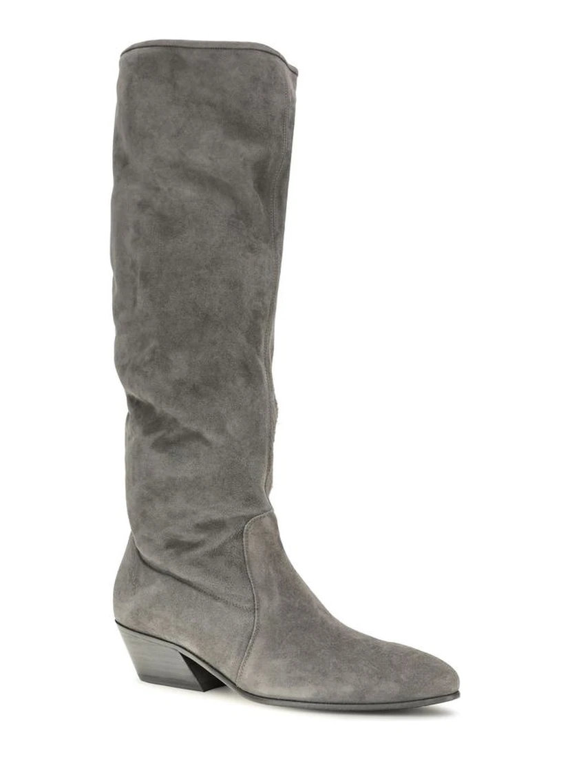Gray Suede Leather Ankle Boots