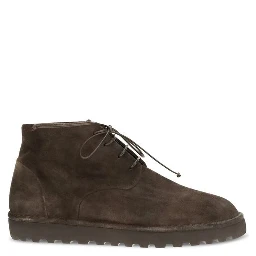 Brown Suede Leather Lace-Up Boots