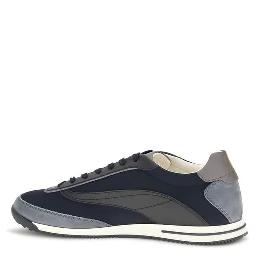 Blue Suede Leather Athletic Sneakers