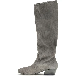 Gray Suede Leather Ankle Boots
