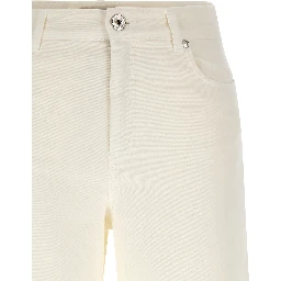 White Cotton Casual Pants