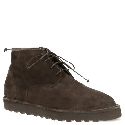 Brown Suede Leather Lace-Up Boots