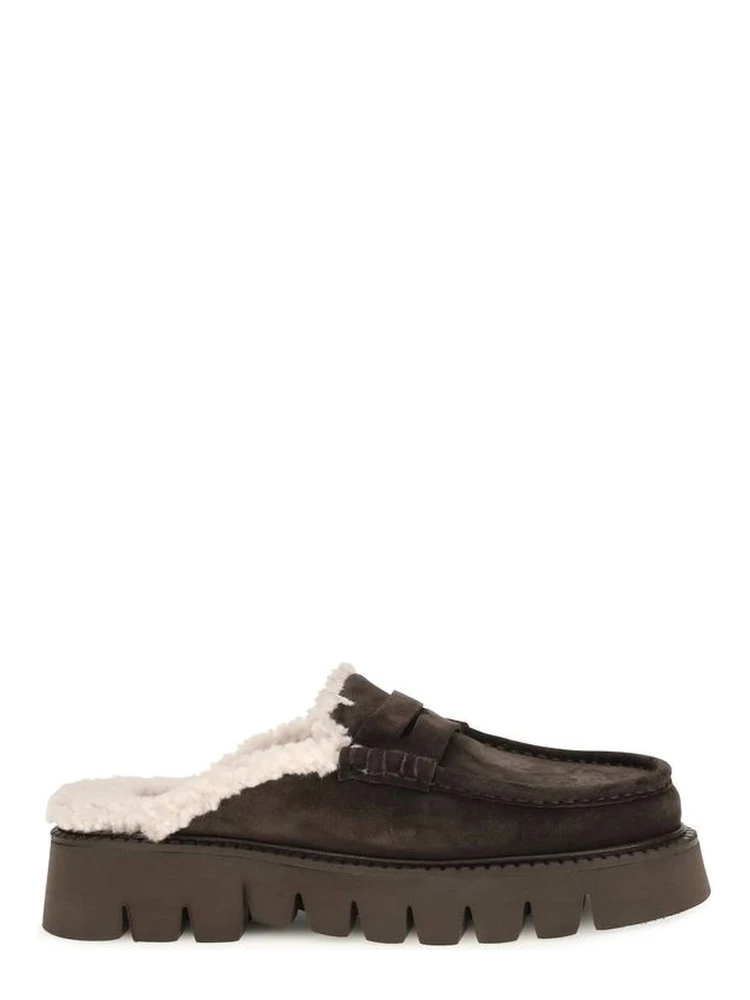 Brown Calf Leather Bos Taurus Mules