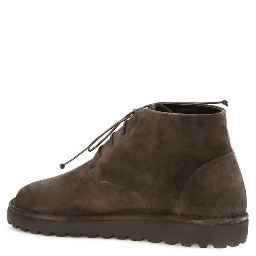 Brown Suede Leather Lace-Up Boots