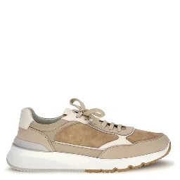 Beige Calf Leather Bos Taurus Low Top Sneakers