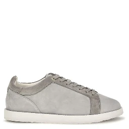 Gray Suede Leather Low Top Sneakers
