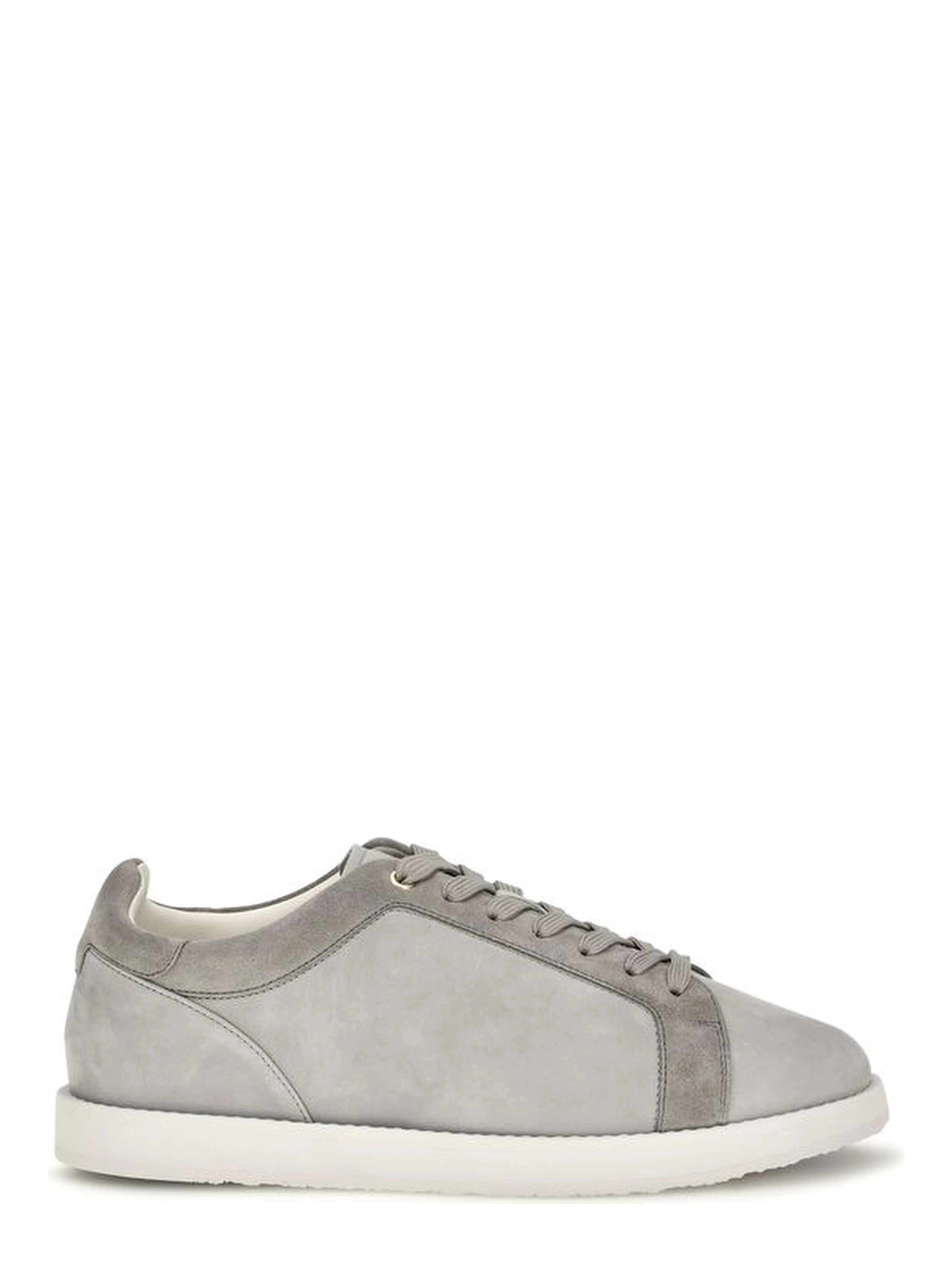 Gray Suede Leather Low Top Sneakers
