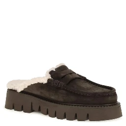 Brown Calf Leather Bos Taurus Mules