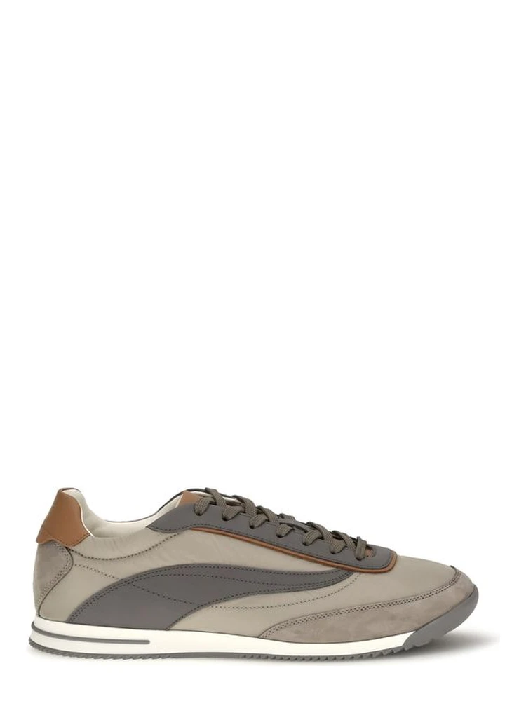 Beige Suede Leather Low Top Sneakers