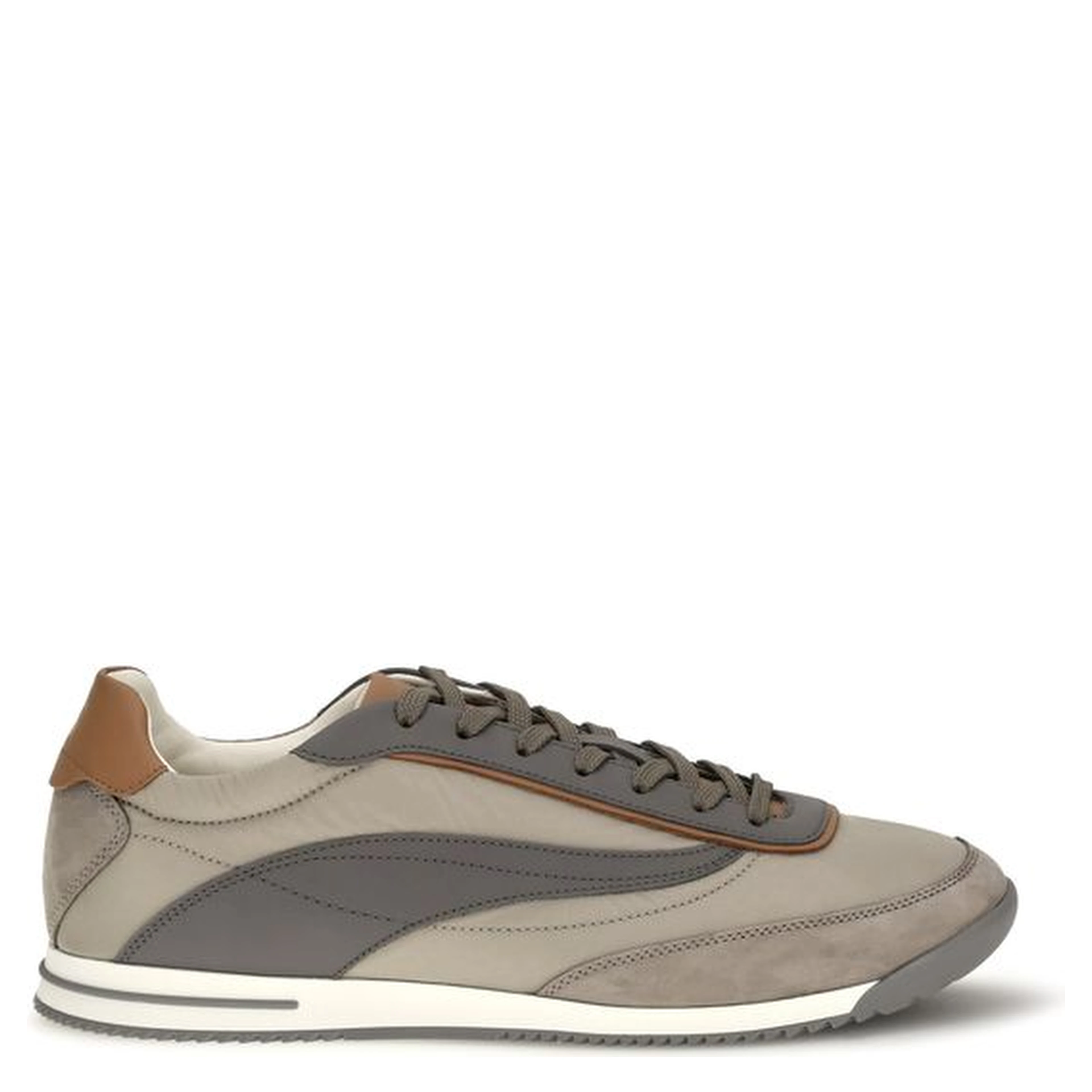Beige Suede Leather Low Top Sneakers