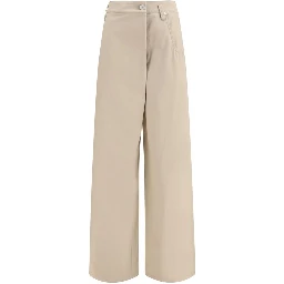 Beige Cotton Casual Pants