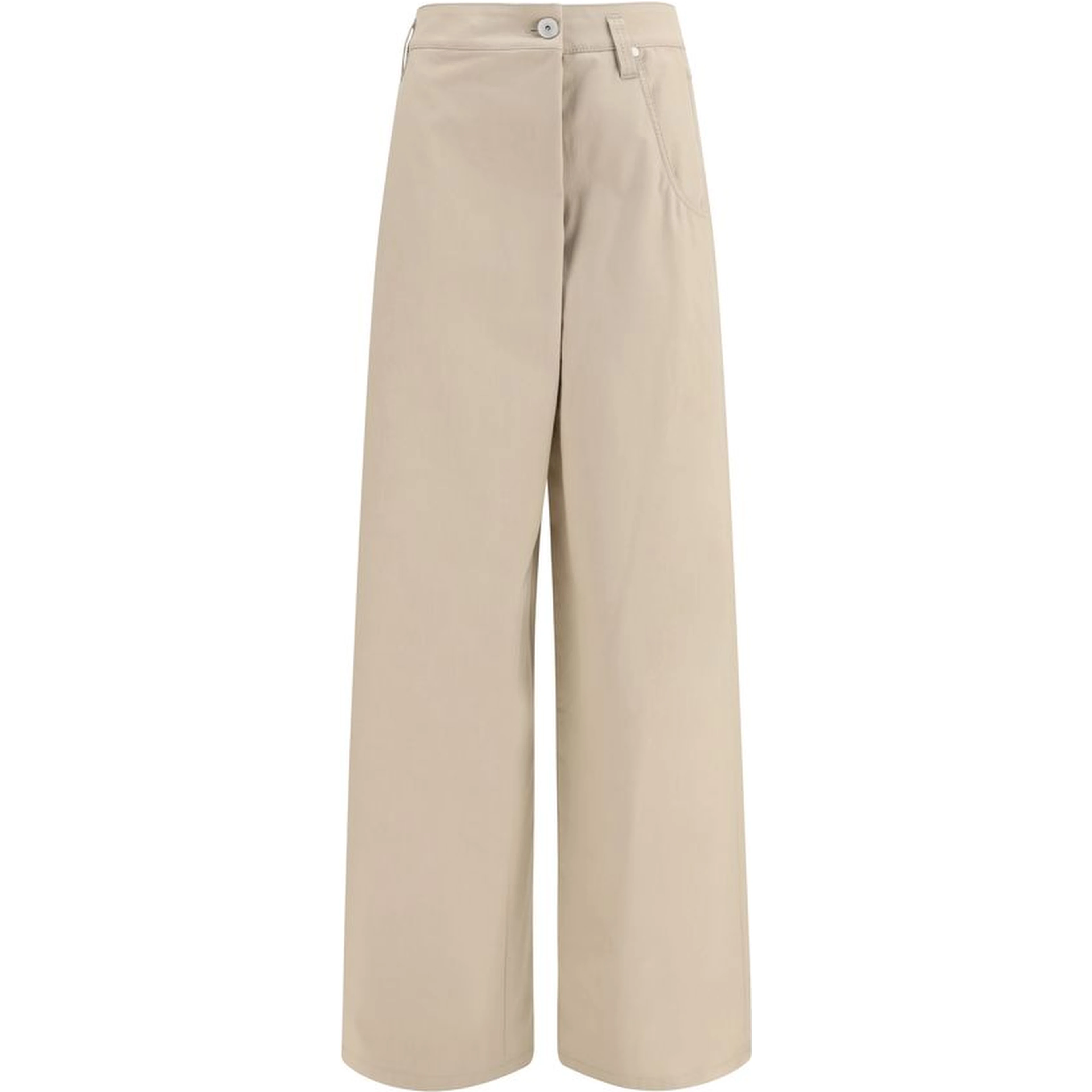 Beige Cotton Casual Pants