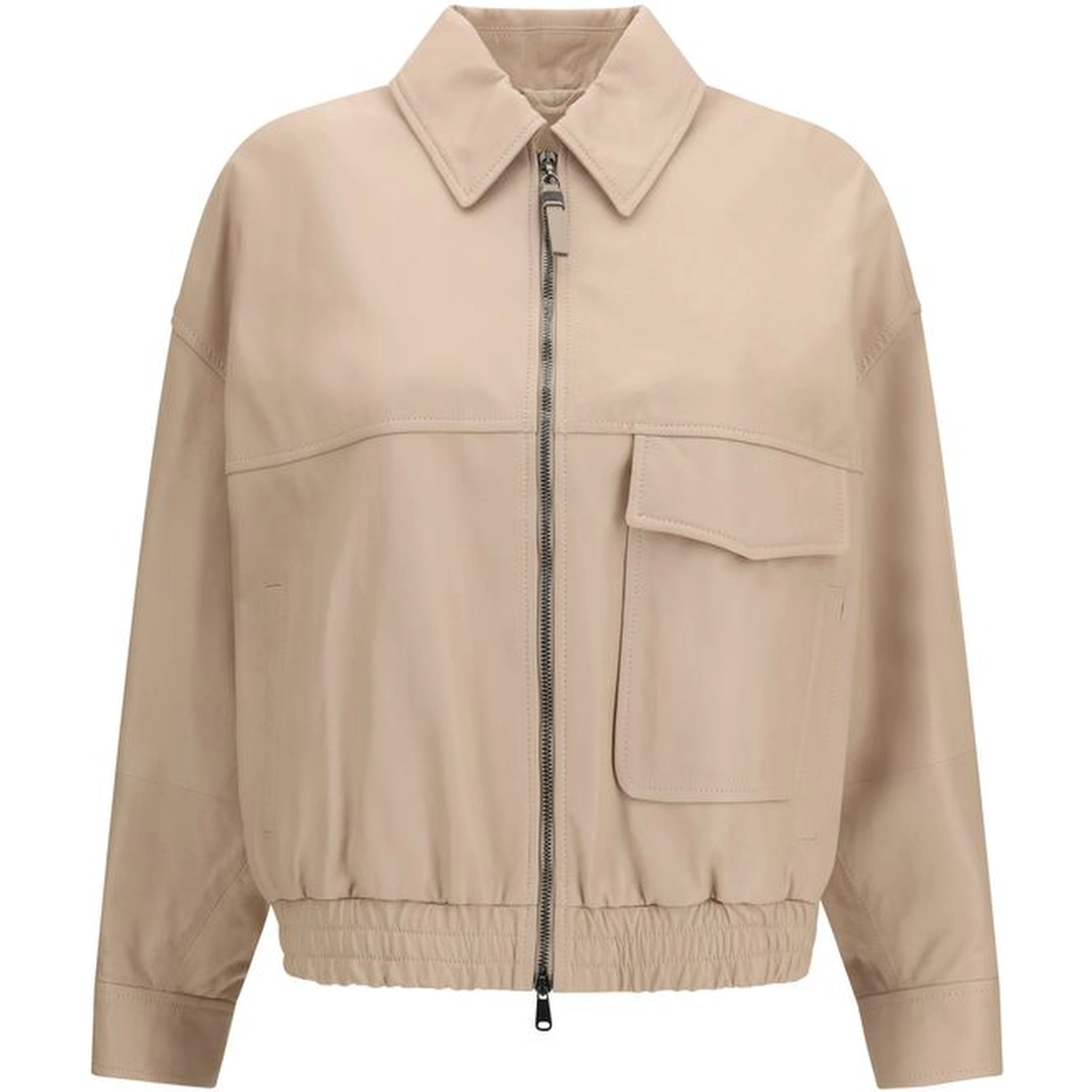 Beige Leather Leather Jacket