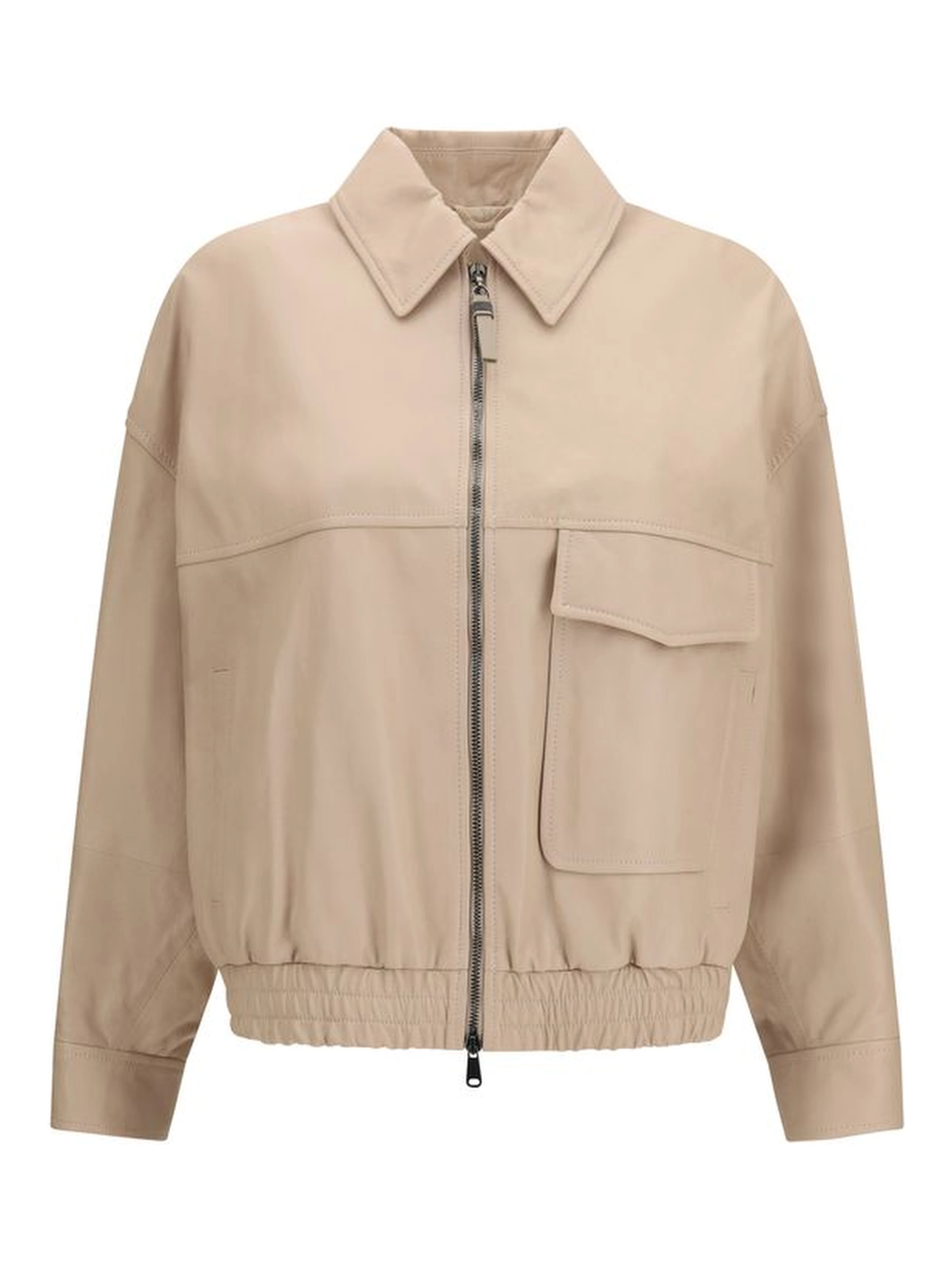 Beige Leather Leather Jacket
