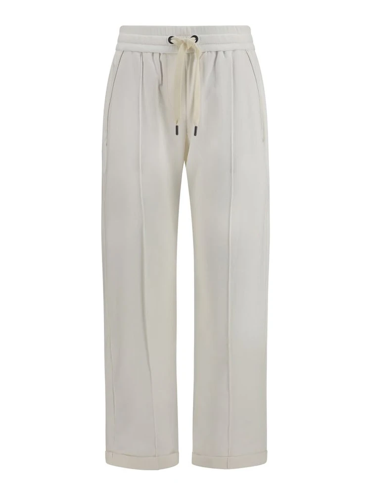 White Cotton Athletic Pants