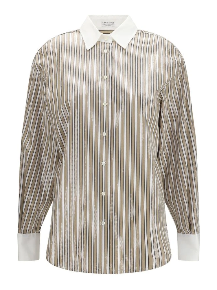 Beige Cotton Pattern Shirt