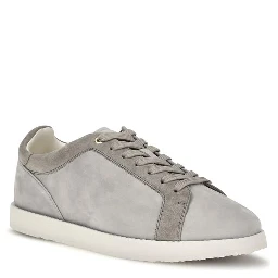 Gray Suede Leather Low Top Sneakers