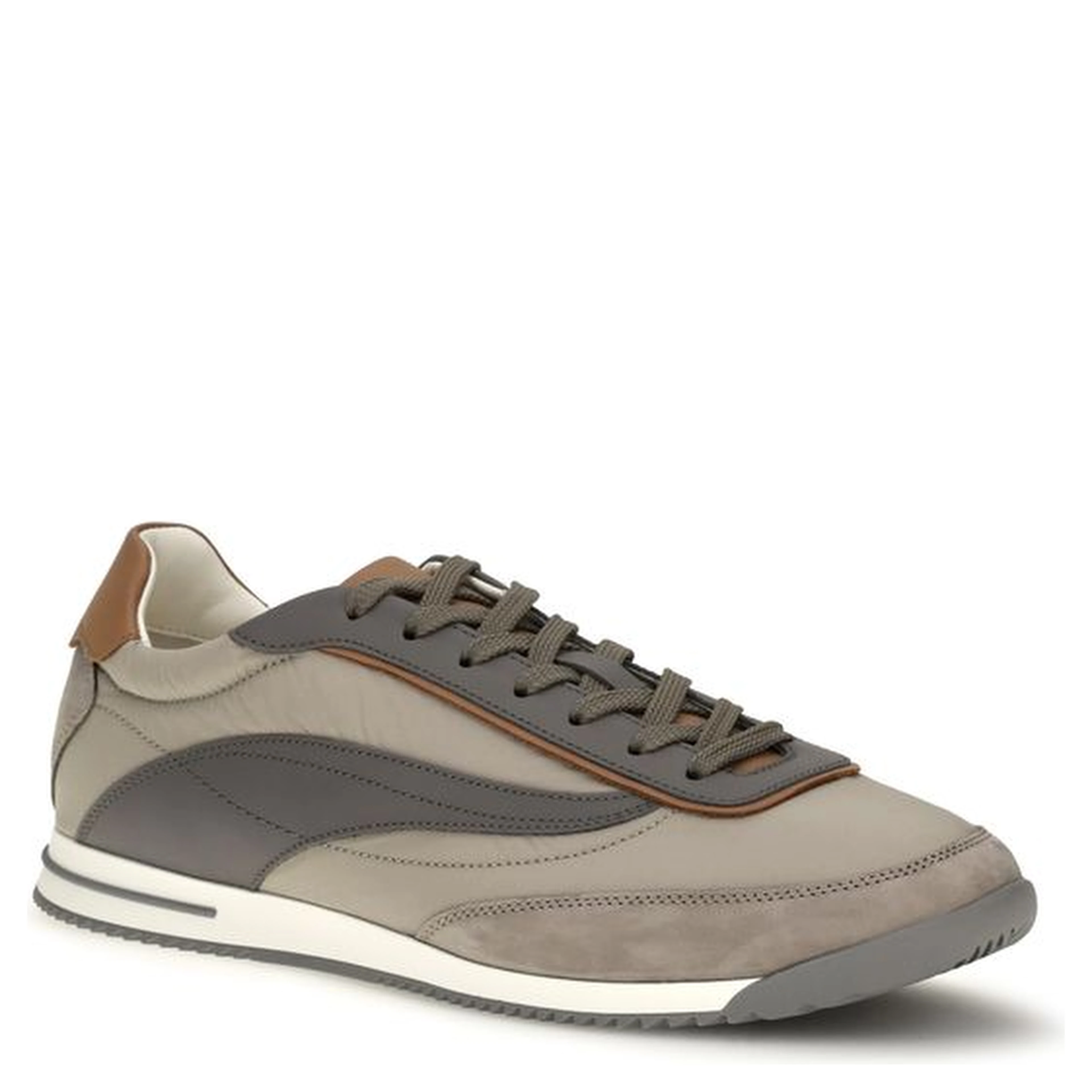Beige Suede Leather Low Top Sneakers