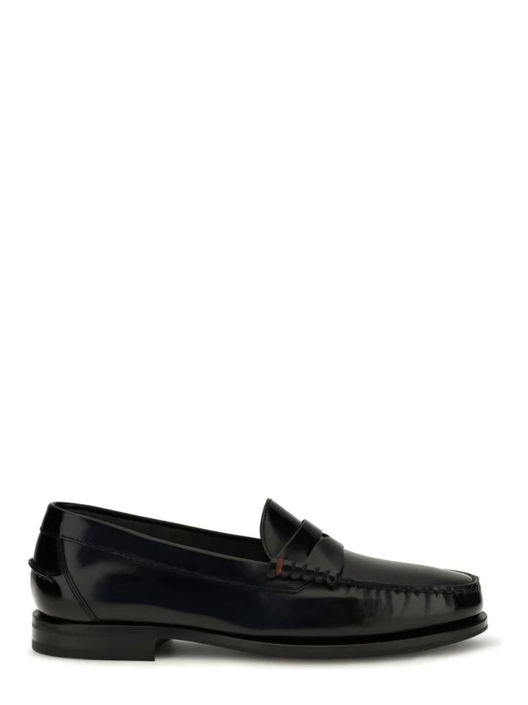 Black Calf Leather Bos Taurus Slip-On Loafers