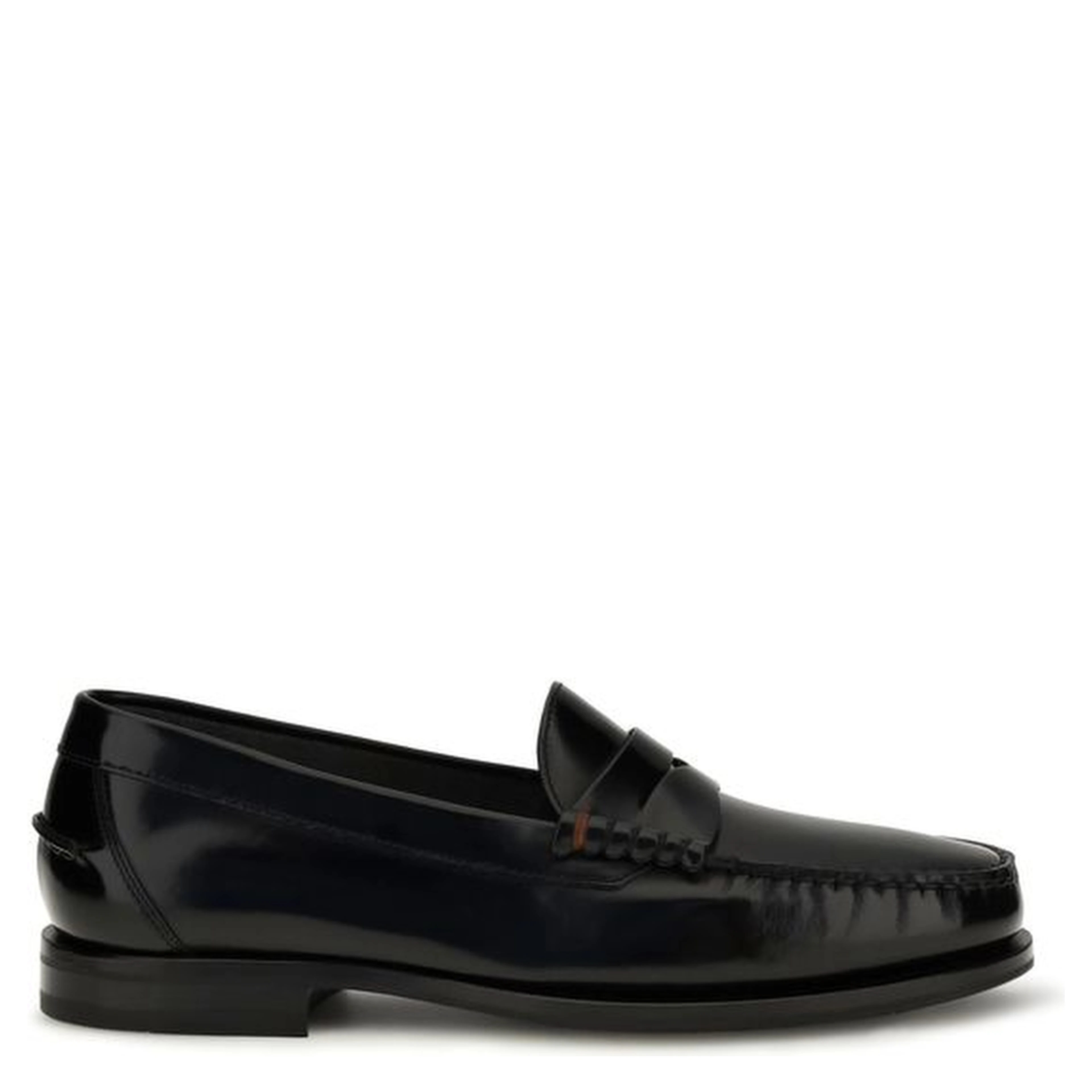 Black Calf Leather Bos Taurus Slip-On Loafers