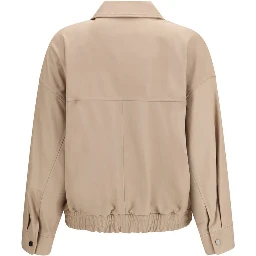Beige Leather Leather Jacket