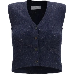 Blue Cashmere Sleeveles Sweater