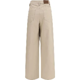 Beige Cotton Casual Pants