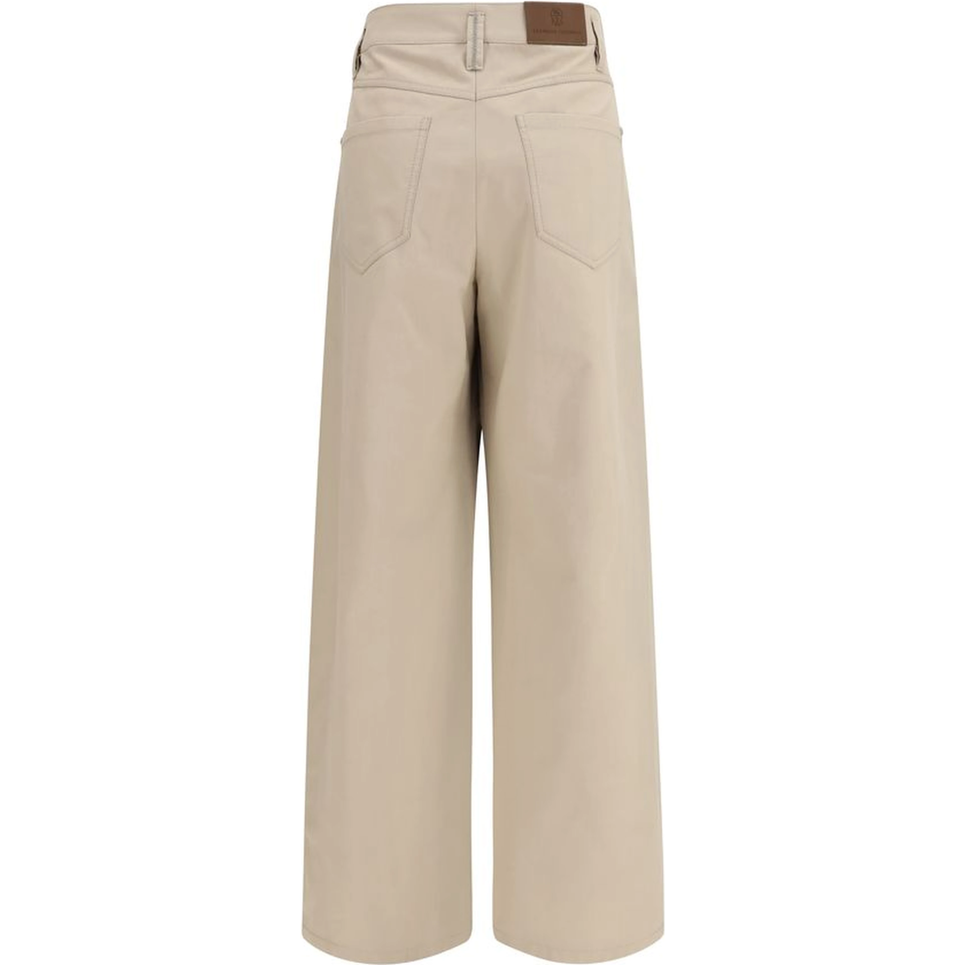Beige Cotton Casual Pants