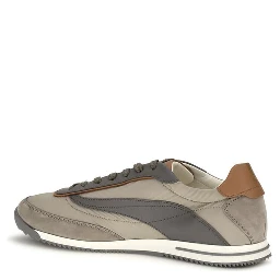 Beige Suede Leather Low Top Sneakers