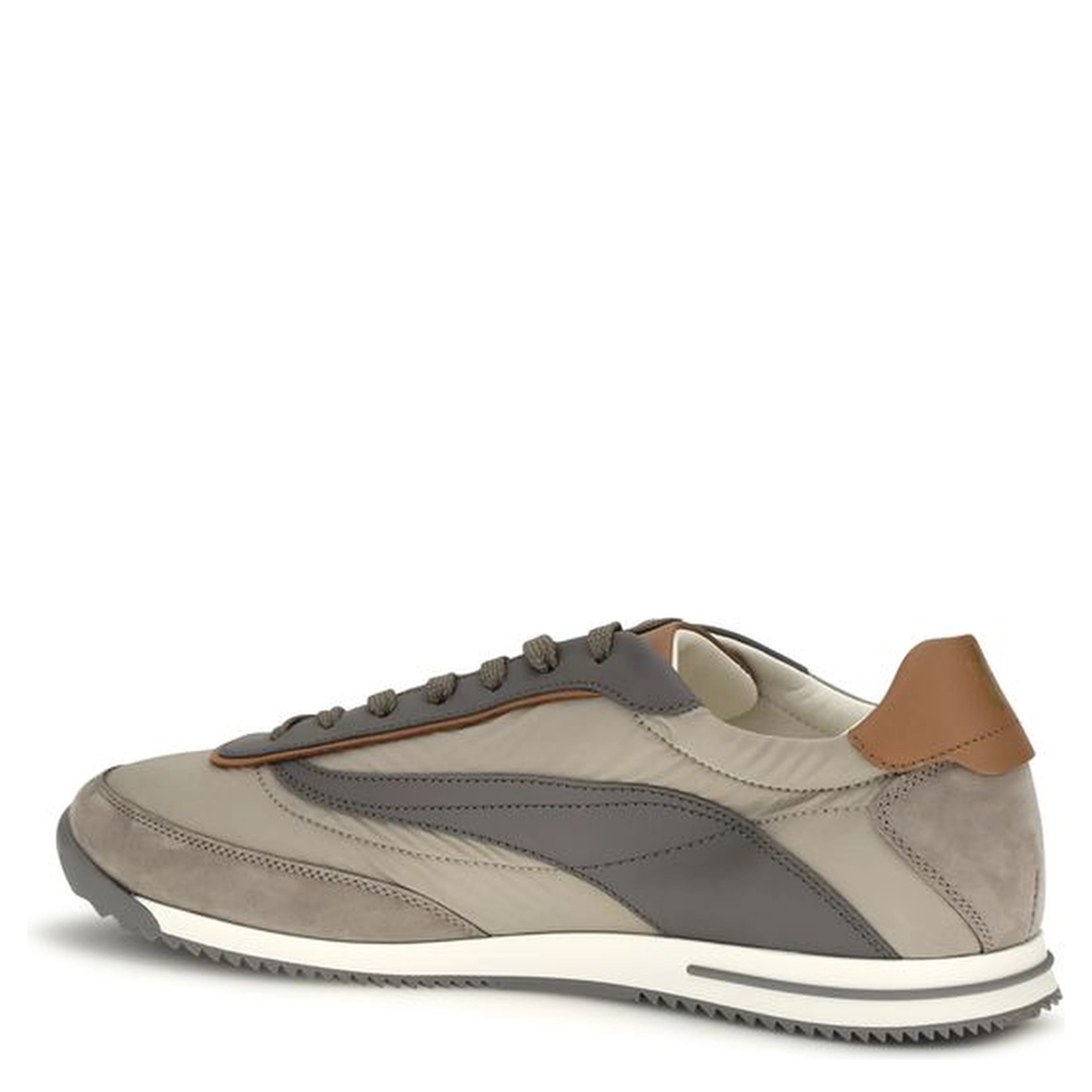 Beige Suede Leather Low Top Sneakers